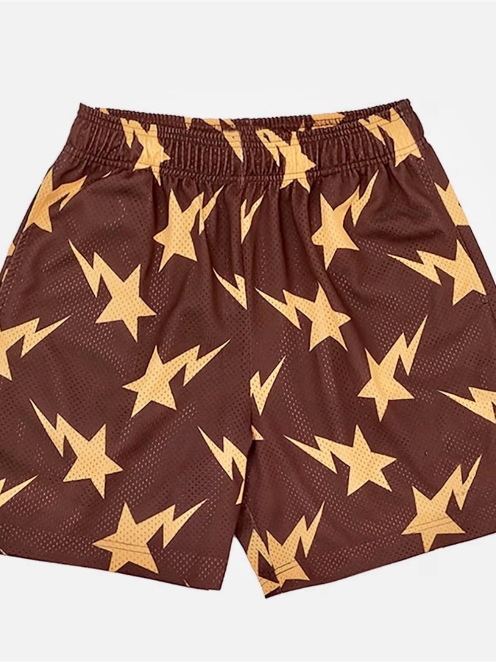 Men's Brown Star-Print Athletic Shorts